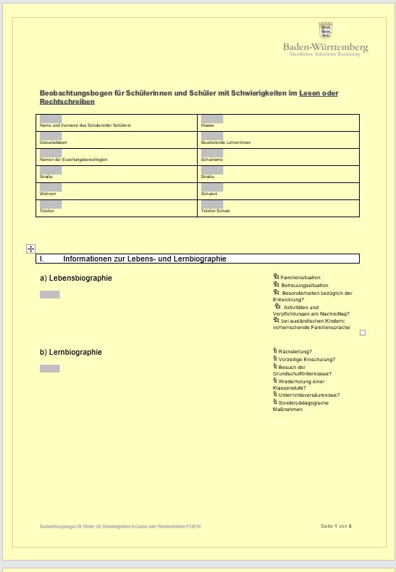 Bild von Beobachtungsbogen