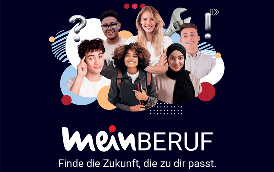Bilder von glücklichen Jugendlichen mit Ideen für ihren zukünftigen Beruf